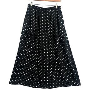 VTG Sag Harbor Skirt M Polka Dot Midi Pin-Up Dressy Church Lady Rockabilly 90s